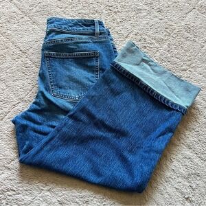 Talbots High Waist Floral Embroidered Straight Ankle Cuff Jean‎ Women's Size 10P